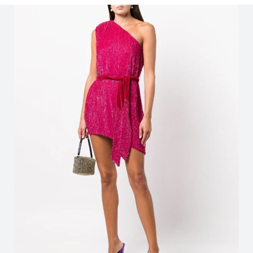 Retrofete hot pink one shoulder dress